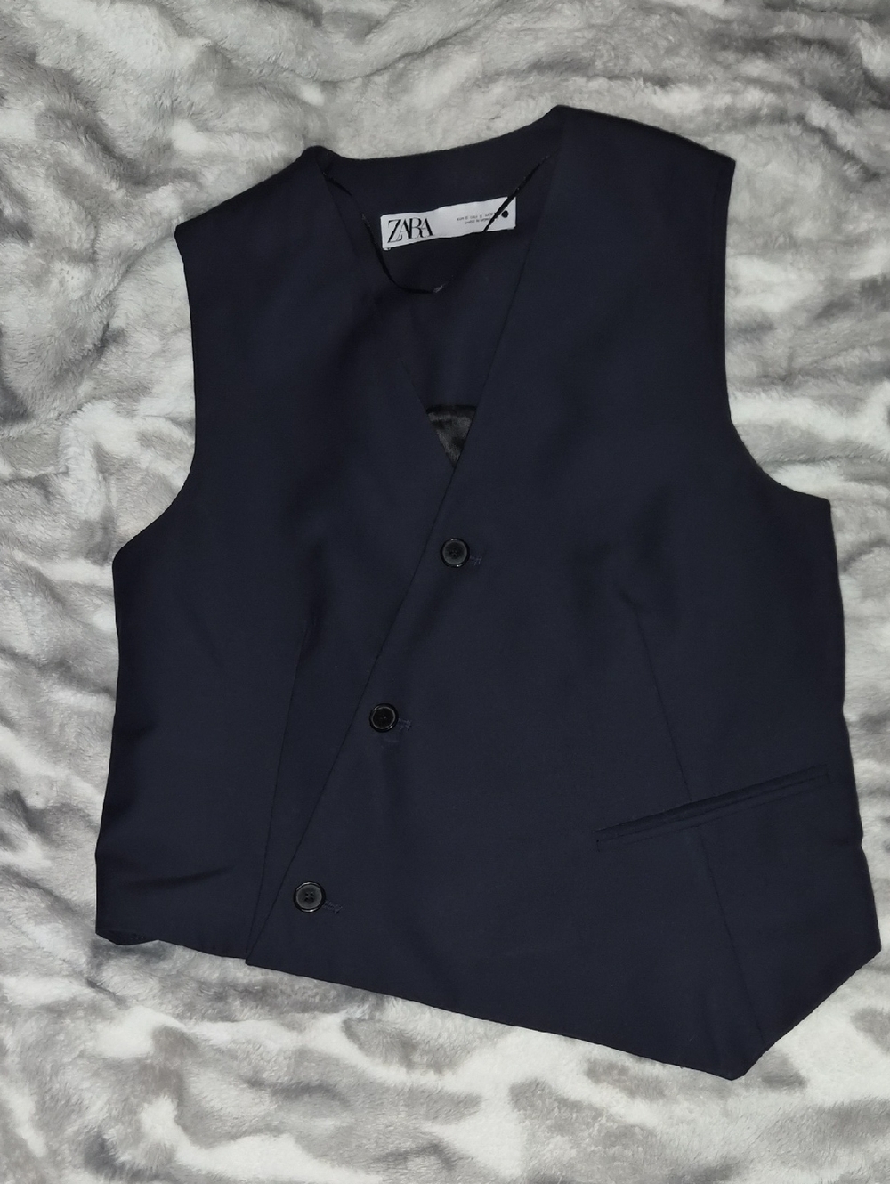 Zara Dark Navy Asymetrical Double-Breasted Vest
